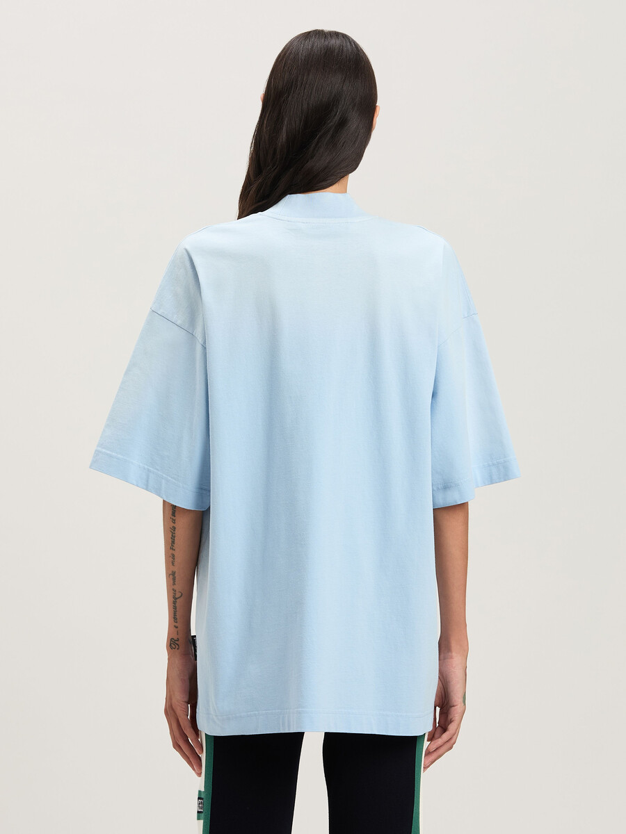 t-shirt larga paradise palm azzurro baby - off