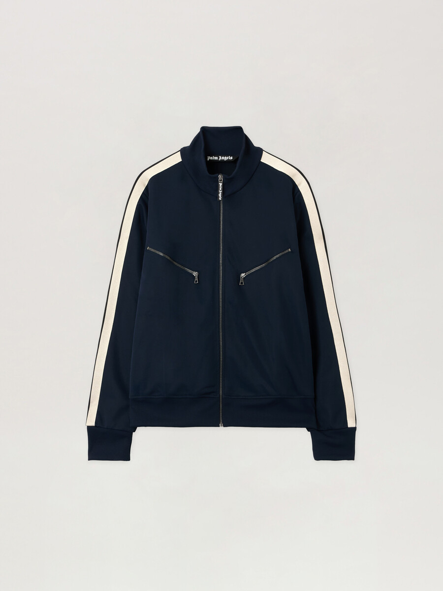 giacca sportiva con zip e logo curvo