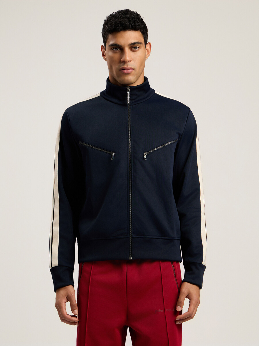 giacca sportiva con zip e logo curvo