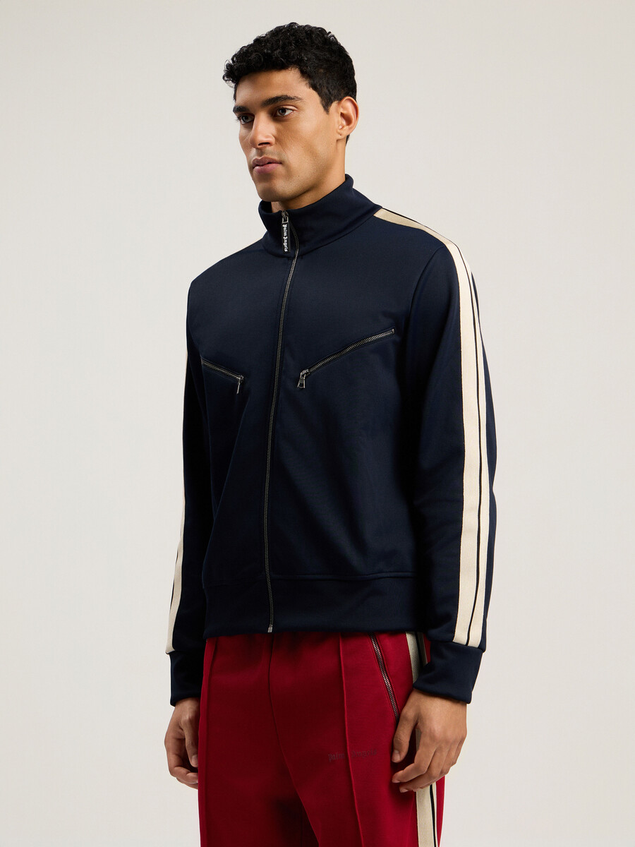 giacca sportiva con zip e logo curvo