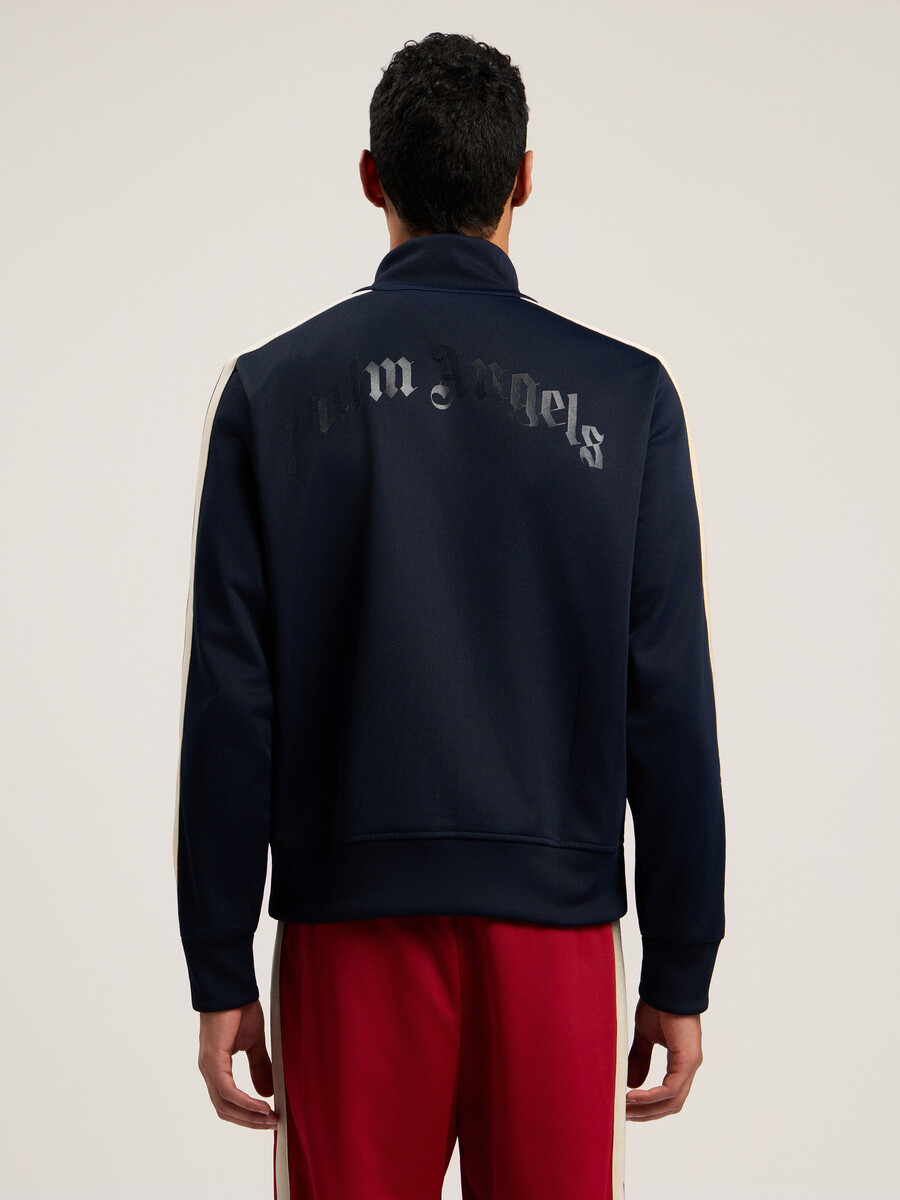 giacca sportiva con zip e logo curvo