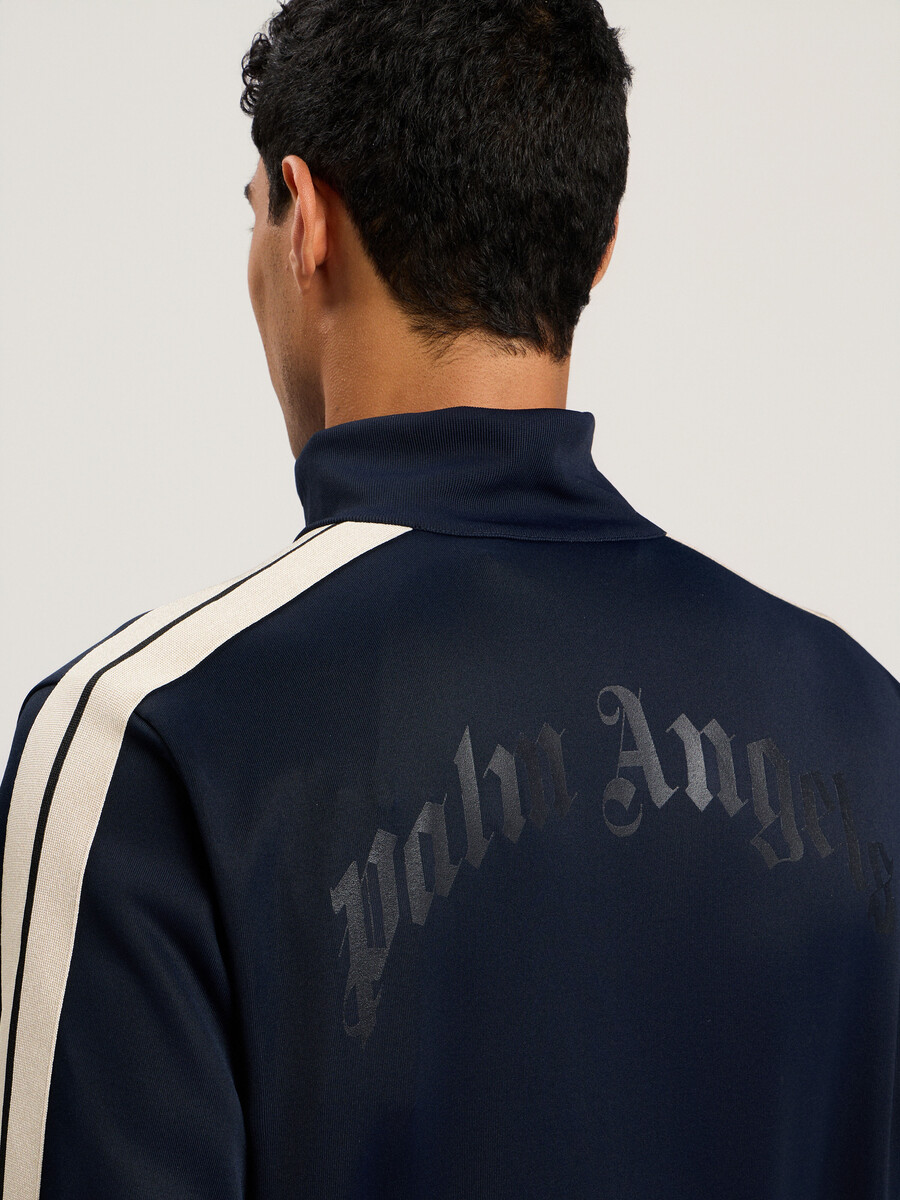 giacca sportiva con zip e logo curvo